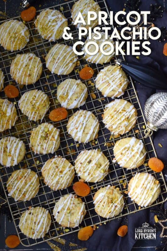 Soft and moist Apricot and Pistachio Cookies are a great addition to any holiday cookie platter! Prepared with a quick and easy cookie dough, these are packed with the chewiness of chopped dried apricots and the crunchiness of shelled pistachios! #apricot #pistachio #cookies #christmas #holiday #baking