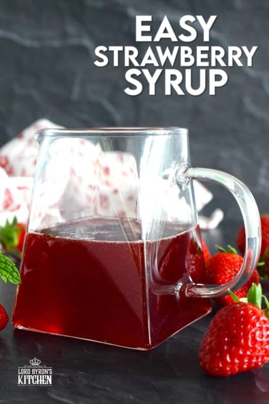 A simple syrup, sometimes referred to as sugar syrup, is in its most basic form, a liquid sugar used to sweeten things like cocktails, fruit juice, and other beverages. But, you can easily add your favourite fruit to change simple syrup to extraordinary syrup - just like in the case of this Easy Strawberry Syrup! #strawberry #syrup #cocktails #dessert