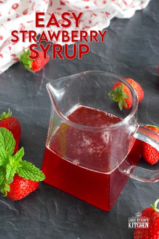 A simple syrup, sometimes referred to as sugar syrup, is in its most basic form, a liquid sugar used to sweeten things like cocktails, fruit juice, and other beverages. But, you can easily add your favourite fruit to change simple syrup to extraordinary syrup - just like in the case of this Easy Strawberry Syrup! #strawberry #syrup #cocktails #dessert