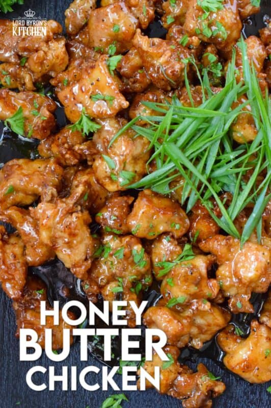 Any recipe prepared with butter has the potential to be quite delicious and in the case of this Honey Butter Chicken, that statement stands true! The combination of honey and butter in the sauce creates a thick and shiny glaze that coats and sticks to the crispy fried chicken. This is one quick and easy chicken recipe you do not want to miss out on! #honey #butter #chicken #fried
