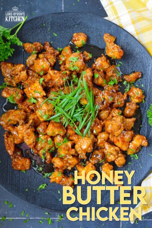 Any recipe prepared with butter has the potential to be quite delicious and in the case of this Honey Butter Chicken, that statement stands true! The combination of honey and butter in the sauce creates a thick and shiny glaze that coats and sticks to the crispy fried chicken. This is one quick and easy chicken recipe you do not want to miss out on! #honey #butter #chicken #fried