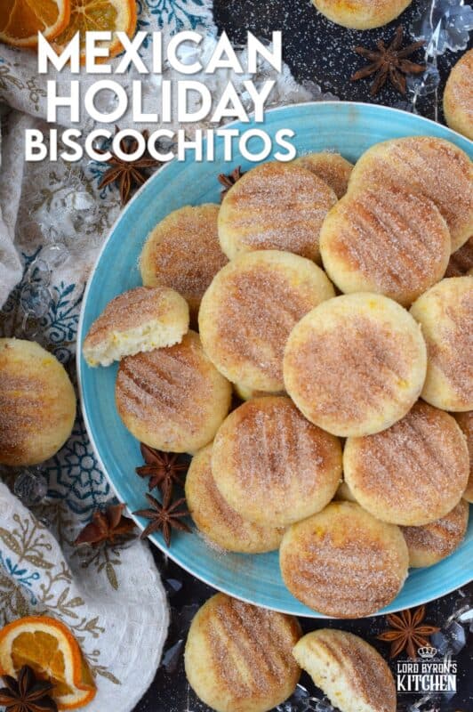 Light and deliciously buttery, Mexican Holiday Biscochitos combine the complex flavour of crushed anise seeds, ground cinnamon, vanilla extract, and orange zest - these cookies are delightful! #biscochitos #cookies #mexican #christmas