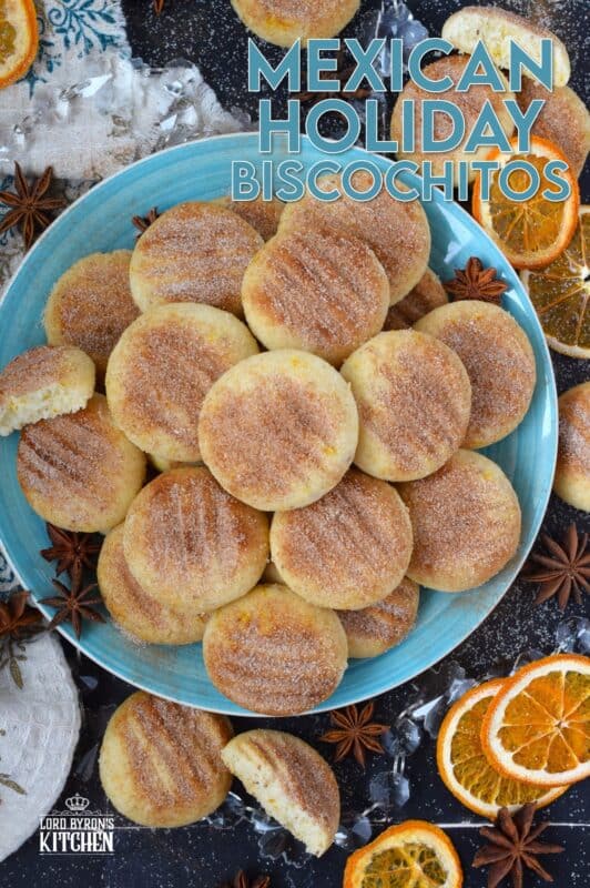 Light and deliciously buttery, Mexican Holiday Biscochitos combine the complex flavour of crushed anise seeds, ground cinnamon, vanilla extract, and orange zest - these cookies are delightful! #biscochitos #cookies #mexican #christmas