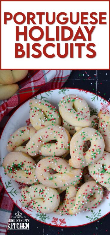 Portuguese Holiday Biscuits are easy to prepare; they are rustic and simple and the taste reminds me of old-fashioned Christmas cookies. These also make a great addition to a cookie gift box! #portuguese #cookies #christmas