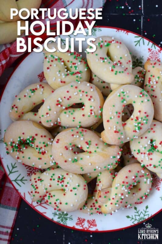 Portuguese Holiday Biscuits are easy to prepare; they are rustic and simple and the taste reminds me of old-fashioned Christmas cookies. These also make a great addition to a cookie gift box! #portuguese #cookies #christmas