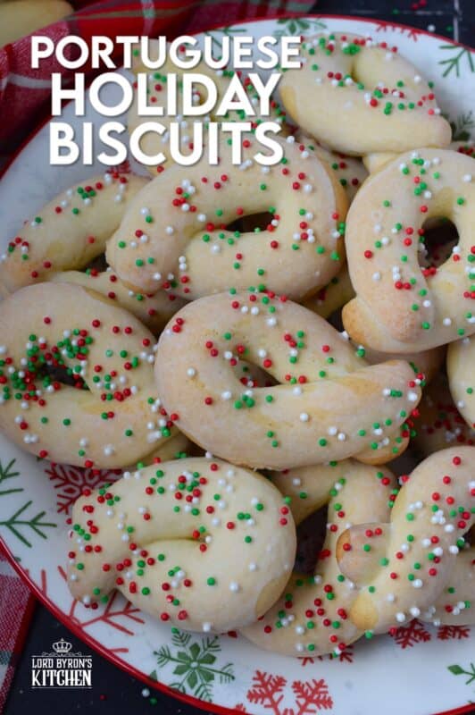Portuguese Holiday Biscuits are easy to prepare; they are rustic and simple and the taste reminds me of old-fashioned Christmas cookies. These also make a great addition to a cookie gift box! #portuguese #cookies #christmas