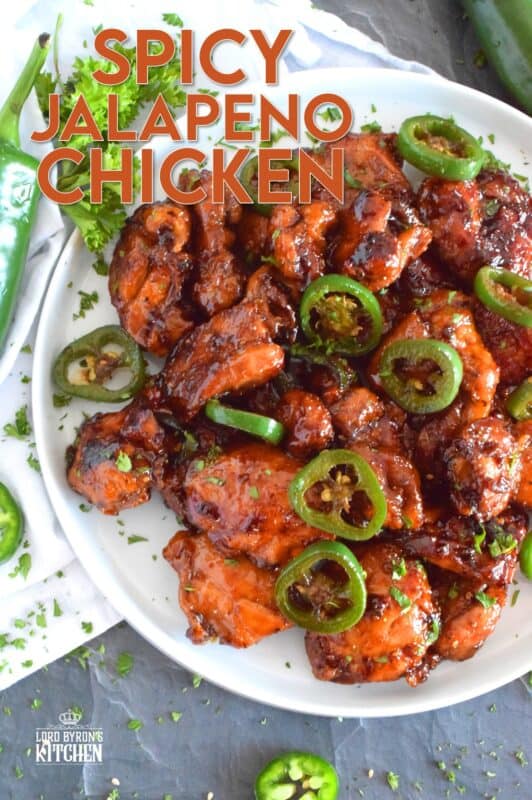 Spicy Jalapeno Chicken is a crispy fried chicken in a thick, sweet, savoury, and spicy sauce; this recipe is most certainly for the spicy food lover. Prepared with a light and crispy coating, this chicken can be as spicy or as mild as you like - it's really up to your personal preference! #friedchicken #jalapeno #jalapenochicken #spicychicken #chicken