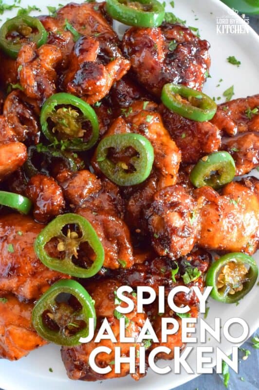 Spicy Jalapeno Chicken is a crispy fried chicken in a thick, sweet, savoury, and spicy sauce; this recipe is most certainly for the spicy food lover. Prepared with a light and crispy coating, this chicken can be as spicy or as mild as you like - it's really up to your personal preference! #friedchicken #jalapeno #jalapenochicken #spicychicken #chicken