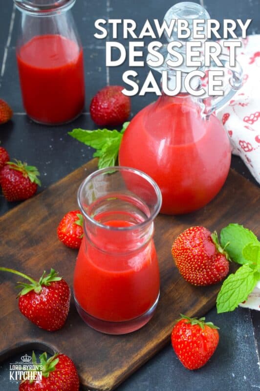 With a couple of handfuls of fresh strawberries, a splash of vanilla extract, and some sugar, you can make the most easy and deliciously simple Strawberry Dessert Sauce. Pour it over pancakes or waffles, drizzle some on ice cream, or shake an ounce into your favourite berry-based cocktail! #strawberry #strawberries #sauce #dessert
