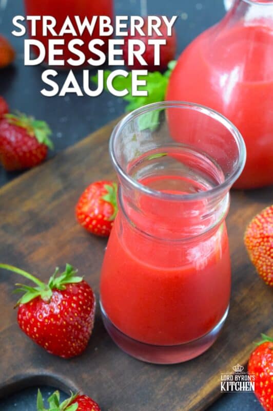 With a couple of handfuls of fresh strawberries, a splash of vanilla extract, and some sugar, you can make the most easy and deliciously simple Strawberry Dessert Sauce. Pour it over pancakes or waffles, drizzle some on ice cream, or shake an ounce into your favourite berry-based cocktail! #strawberry #strawberries #sauce #dessert