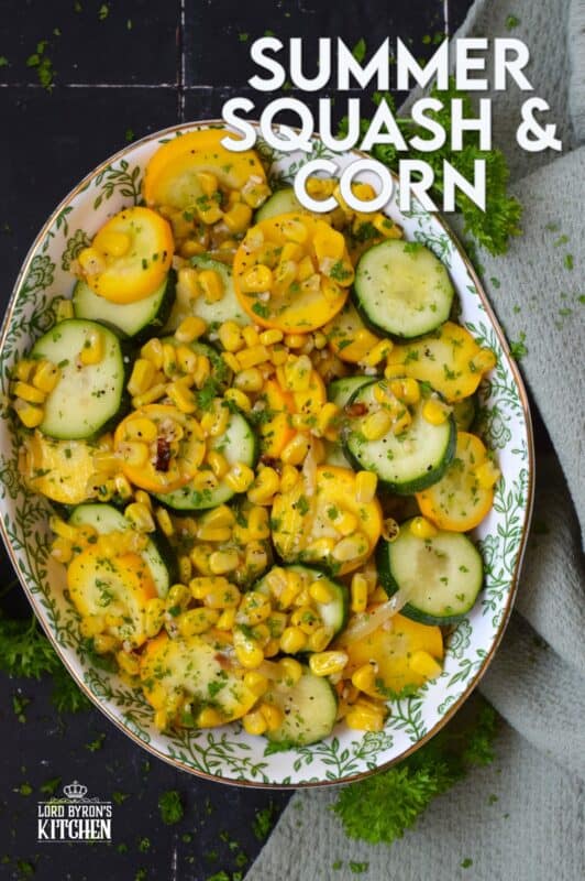 Utilize fresh summer produce for this Summer Squash and Corn side dish. Perfectly seasoned and prepared with aromatics like garlic and onion, this recipe is quick, easy, delicious, and budget-friendly too! #zucchini #courgette #squash #corn #side