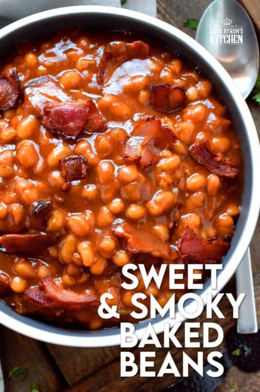 Instant Pot or traditional oven, Sweet and Smoky Baked Beans are delicious and so easy to prepare. Never buy canned beans from the grocer again! Make them vegetarian or serve them with fried crumbled bacon or ham on the side! #instantpot #beans #sides #smoky #bakedbeans