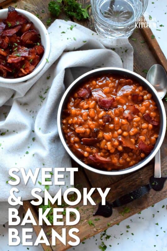 Instant Pot or traditional oven, Sweet and Smoky Baked Beans are delicious and so easy to prepare. Never buy canned beans from the grocer again! Make them vegetarian or serve them with fried crumbled bacon or ham on the side! #instantpot #beans #sides #smoky #bakedbeans
