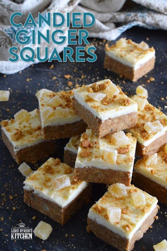 Double the ginger and double the flavour! These Candied Ginger Squares are prepared with both candied ginger and gingersnap cookies with a base that consists of sweetened condensed milk and melted white chocolate. These squares have a slightly warming flavour which just screams Christmas! #candied #ginger #squares #bars #christmas #nobake