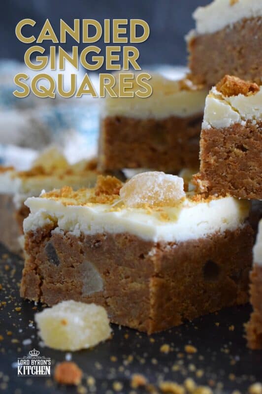 Double the ginger and double the flavour! These Candied Ginger Squares are prepared with both candied ginger and gingersnap cookies with a base that consists of sweetened condensed milk and melted white chocolate. These squares have a slightly warming flavour which just screams Christmas! #candied #ginger #squares #bars #christmas #nobake