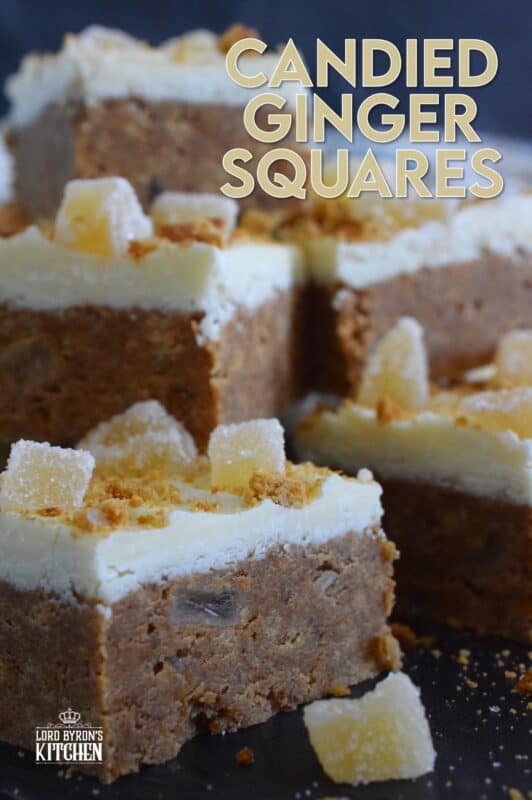 Double the ginger and double the flavour! These Candied Ginger Squares are prepared with both candied ginger and gingersnap cookies with a base that consists of sweetened condensed milk and melted white chocolate. These squares have a slightly warming flavour which just screams Christmas! #candied #ginger #squares #bars #christmas #nobake