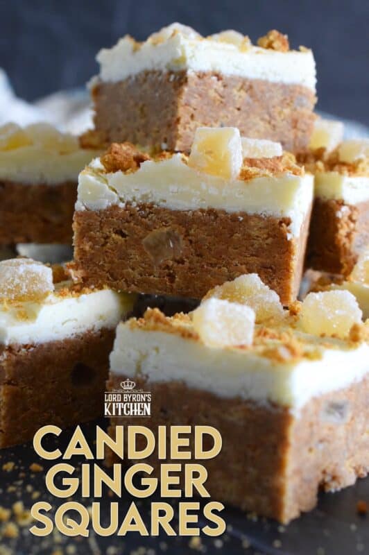 Double the ginger and double the flavour! These Candied Ginger Squares are prepared with both candied ginger and gingersnap cookies with a base that consists of sweetened condensed milk and melted white chocolate. These squares have a slightly warming flavour which just screams Christmas! #candied #ginger #squares #bars #christmas #nobake