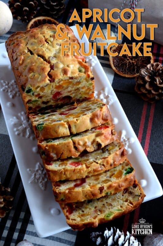 A common Christmastime tradition is fruitcake, and there's so many varieties to choose from. My version is free of alcohol and loaded with both candied and dried fruit, as well as walnuts. Christmas Apricot and Walnut Fruitcake just might be your new favourite Christmas tradition! #fruitcake #loaf #nuts #dried #fruit #apricot #christmas #cake #baking #candied