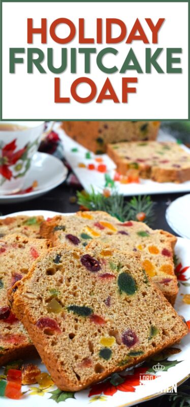 Serve this Holiday Fruitcake Loaf with a cup of hot tea at your year-end bookclub meeting, with your fellow card sharp at this week's cribbage game, or enjoy a slice alone in your living room with a good book on a lazy, snowy Sunday afternoon. Prepared with dried and candied fruit which has been soaked in strong tea, this loaf is moist and delicious! #fruitcake #christmas #loaf #bread #paradise