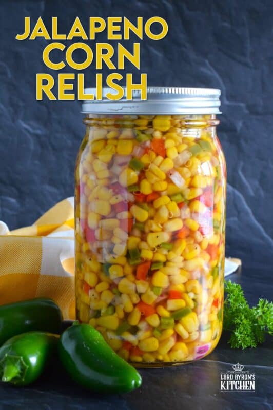In most cases, corn relish recipes mean breaking out a pressure canner to preserve your bounty, but in the case of this Jalapeno Corn Relish, it's all about quick, easy, and now! This recipe prepares just one jar that you can keep safely in your fridge for up to two weeks! #jalapeno #pickle #corn #relish #sweet