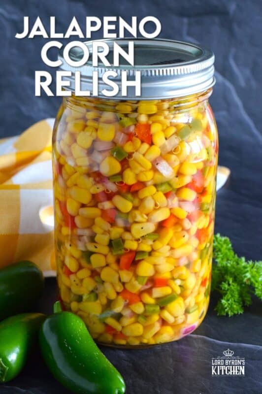 In most cases, corn relish recipes mean breaking out a pressure canner to preserve your bounty, but in the case of this Jalapeno Corn Relish, it's all about quick, easy, and now! This recipe prepares just one jar that you can keep safely in your fridge for up to two weeks! #jalapeno #pickle #corn #relish #sweet