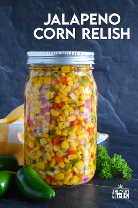 In most cases, corn relish recipes mean breaking out a pressure canner to preserve your bounty, but in the case of this Jalapeno Corn Relish, it's all about quick, easy, and now! This recipe prepares just one jar that you can keep safely in your fridge for up to two weeks! #jalapeno #pickle #corn #relish #sweet