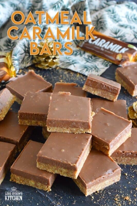 Inspired by Australia's Anzac bars, these Oatmeal Caramilk Bars were developed using common North American ingredients that are more readily available.  It's hard to believe these delicious cookies are prepared with only four ingredients! And, they're no-bake too which is always a bonus! #caramilk #cadbury #anzac #bars #squares #nobake