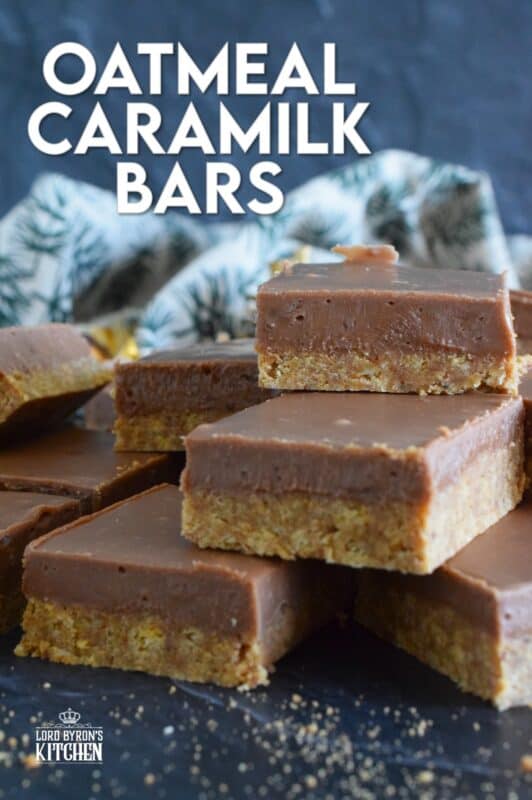 Inspired by Australia's Anzac bars, these Oatmeal Caramilk Bars were developed using common North American ingredients that are more readily available.  It's hard to believe these delicious cookies are prepared with only four ingredients! And, they're no-bake too which is always a bonus! #caramilk #cadbury #anzac #bars #squares #nobake
