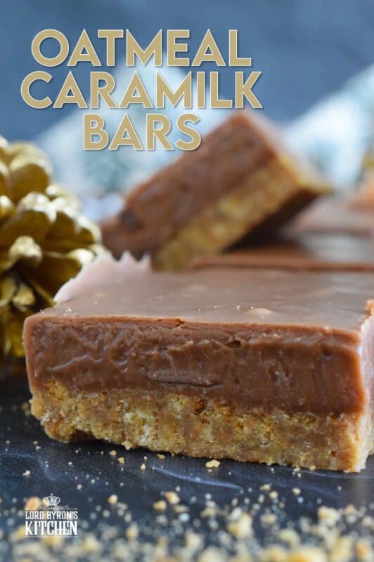 Inspired by Australia's Anzac bars, these Oatmeal Caramilk Bars were developed using common North American ingredients that are more readily available.  It's hard to believe these delicious cookies are prepared with only four ingredients! And, they're no-bake too which is always a bonus! #caramilk #cadbury #anzac #bars #squares #nobake