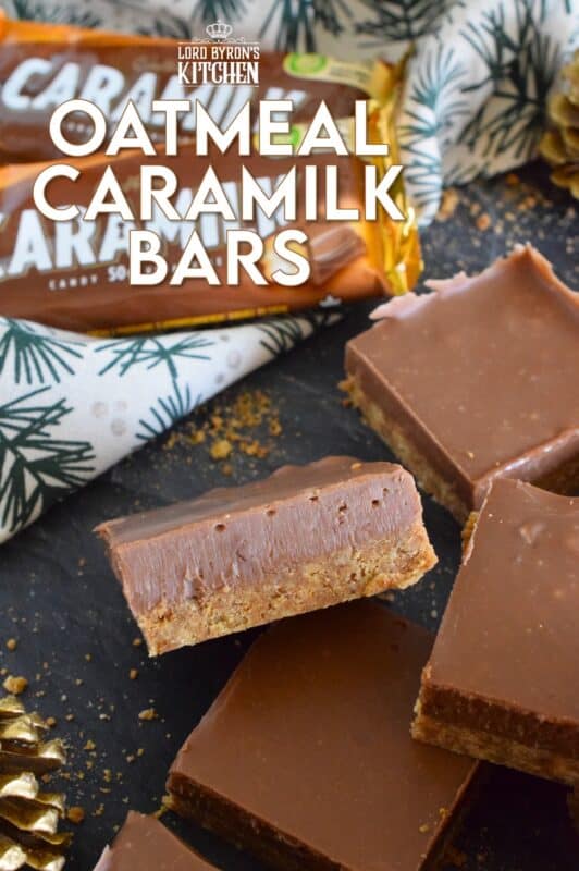 Inspired by Australia's Anzac bars, these Oatmeal Caramilk Bars were developed using common North American ingredients that are more readily available.  It's hard to believe these delicious cookies are prepared with only four ingredients! And, they're no-bake too which is always a bonus! #caramilk #cadbury #anzac #bars #squares #nobake