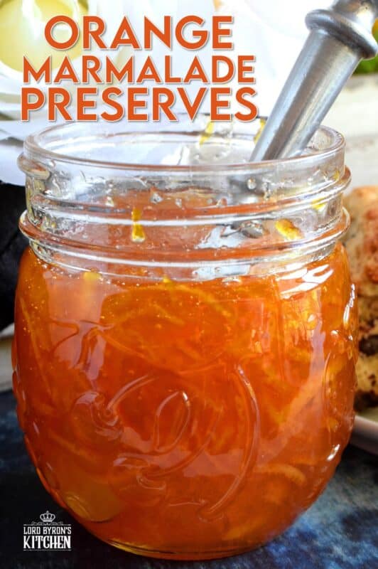 Perfectly tart and sweet Orange Marmalade Preserves is made without any thickening additives - great at breakfast time or over vanilla ice cream! Once you taste this homemade marmalade, you'll never buy it from the store again! #jam #marmalade #orange #preserves