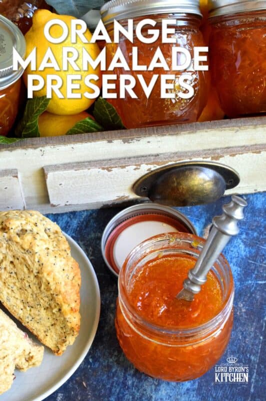 Perfectly tart and sweet Orange Marmalade Preserves is made without any thickening additives - great at breakfast time or over vanilla ice cream! Once you taste this homemade marmalade, you'll never buy it from the store again! #jam #marmalade #orange #preserves