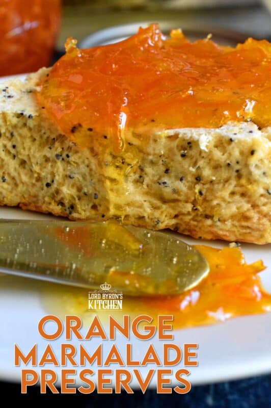 Perfectly tart and sweet Orange Marmalade Preserves is made without any thickening additives - great at breakfast time or over vanilla ice cream! Once you taste this homemade marmalade, you'll never buy it from the store again! #jam #marmalade #orange #preserves