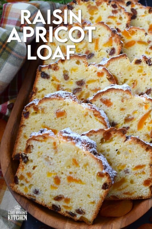 Loaded with dried apricots and raisins and prepared with cream cheese, this Raisin Apricot Loaf is dense, moist, and absolutely delicious! This is one of those confections that doubles as a wonderful after dinner dessert or an indulgent afternoon treat! #loaf #bread #dried #apricot #raisin