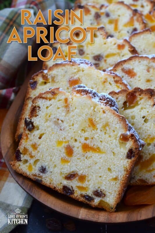 Loaded with dried apricots and raisins and prepared with cream cheese, this Raisin Apricot Loaf is dense, moist, and absolutely delicious! This is one of those confections that doubles as a wonderful after dinner dessert or an indulgent afternoon treat! #loaf #bread #dried #apricot #raisin