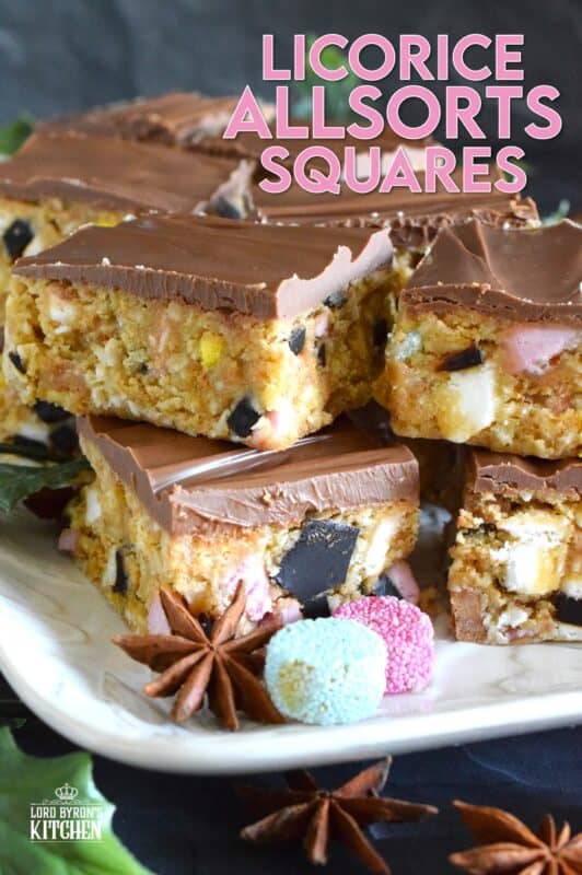 For as long as I can remember, these strongly flavoured chewy candies have been present in our home at Christmastime. I'm talking about Allsorts and this year, I'm incorporating them into a no-bake confection. These licorice squares are uniquely delicious! #allsorts #licorice #candy #squares #nobake #christmas