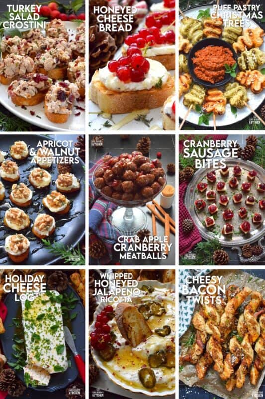 In our home, we can make a complete meal with a few appetizers! This collection of 12 Holiday Appetizer Recipes is a compilation of my favourite Christmas-themed appetizers.  They are all delicious, easy to prepare, budget-friendly, and perfect to share with a crowd or a small gathering! #christmas #holiday #appetizers