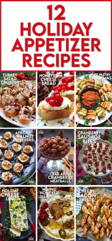 In our home, we can make a complete meal with a few appetizers! This collection of 12 Holiday Appetizer Recipes is a compilation of my favourite Christmas-themed appetizers.  They are all delicious, easy to prepare, budget-friendly, and perfect to share with a crowd or a small gathering! #christmas #holiday #appetizers