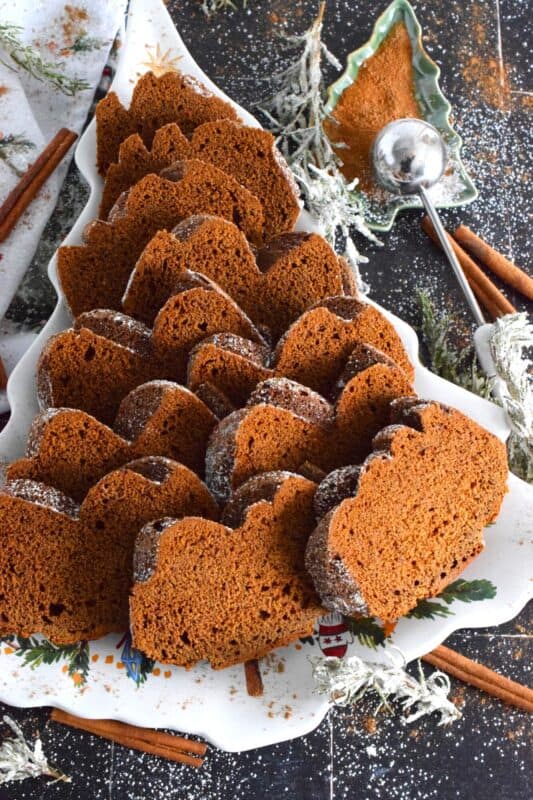 In our home, there are a few confections that show up every Christmas. It just isn't a Lord Byron Christmas without copious amounts of gingerbread in all forms and shapes. This year, I'm adding this Spiced Gingerbread Loaf to the mix. All of the gingerbread ingredients you'd expect, like molasses and brown sugar are present, but with the addition of warming ground spices. #gingerbread #spiced #loaf #bread #cake