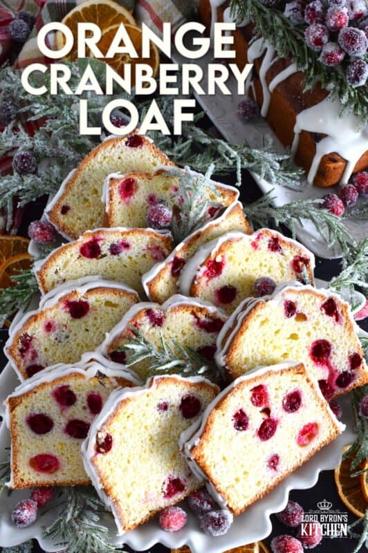 Moist and delicious, orangey and refreshing, packed with fresh cranberries and orange zest, and drizzled with a sweet glaze, Orange Cranberry Loaf is a perfect dessert or a lovely addition to your afternoon tea. This is delicious anytime, but the combination of oranges and cranberries is a must at Christmastime! #cranberry #orange #loaf #bread #glazed