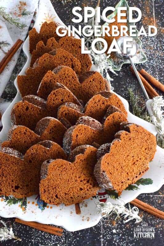 In our home, there are a few confections that show up every Christmas. It just isn't a Lord Byron Christmas without copious amounts of gingerbread in all forms and shapes. This year, I'm adding this Spiced Gingerbread Loaf to the mix. All of the gingerbread ingredients you'd expect, like molasses and brown sugar are present, but with the addition of warming ground spices. #gingerbread #spiced #loaf #bread #cake