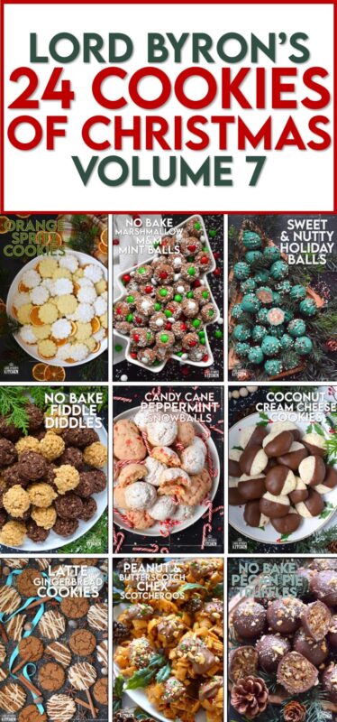 A short while ago, I shared the last recipe in volume seven, so today, as in previous years, I’m publishing the complete countdown in this one post which makes it easy for you to find all of the recipes from this volume on one page! Just in case you missed any, let’s revisit all of the recipes included in Lord Byron’s 24 Cookies of Christmas – Volume 7! #roundup #cookies #advent #christmas #baking