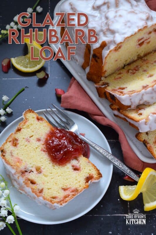 Prepared with lots of fresh rhubarb, this moist and delicious, lemony and refreshing loaf is drizzled with a sweet sugary glaze. Glazed Rhubarb Loaf is a perfect dessert or a lovely addition to your afternoon tea. This is a late-spring brunch item that doubles as an evening after-dinner dessert. #loaf #bread #cake #rhubarb #fresh