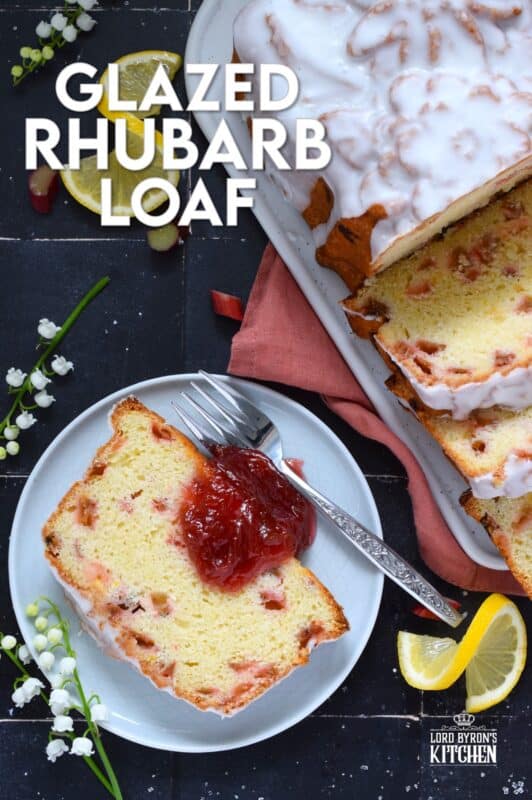 Prepared with lots of fresh rhubarb, this moist and delicious, lemony and refreshing loaf is drizzled with a sweet sugary glaze. Glazed Rhubarb Loaf is a perfect dessert or a lovely addition to your afternoon tea. This is a late-spring brunch item that doubles as an evening after-dinner dessert. #loaf #bread #cake #rhubarb #fresh