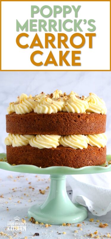 My favourite cake is a carrot cake with cream cheese frosting - more specifically, it's this particular carrot cake recipe. Known to my daughter as Poppy Merrick, this is the recipe he used as a cook for over 30 years on the Canadian Coast Guard. This cake is super moist and flavourful! #carrotcake #cake #carrot #frosting #creamcheese