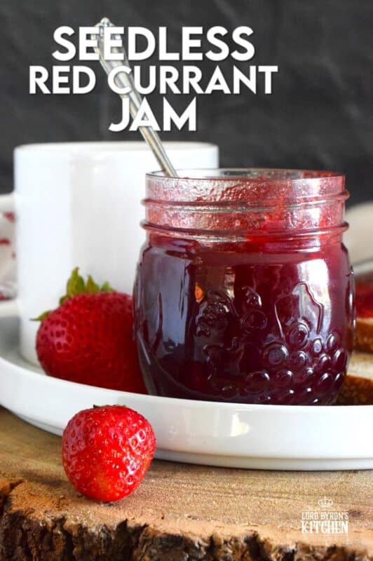 Prepared with summer fresh berries, sugar, and water, Seedless Red Currant Jam is one of my favourite ways to preserve those juicy, red berries! This recipe is very easy and you can easily reduce the number of jars it makes by dividing the ingredient amounts. Additionally, if you don't mind jam with seeds, you can skip the straining part! #redcurrant #currants #seedless #jam #jelly