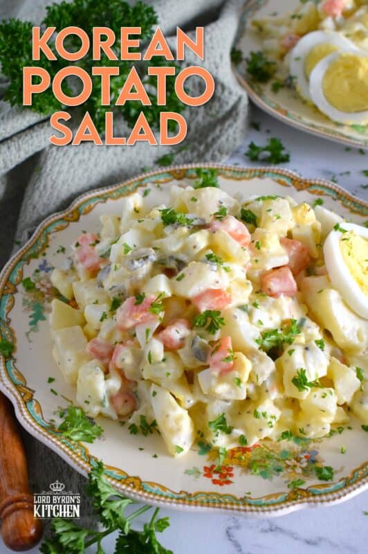 In our home, a potato salad will almost always have hard boiled eggs and green onion in it, but in the case of this Korean Potato Salad, I'm adding finely chopped sweet pickles and rice vinegar too. We love potato salad in all flavours and varities, but this one is a personal favourite! #korean #potato #potatosalad #salad #asian